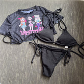 Cartoon Kurzarm Neckholder Riemchen Bikini